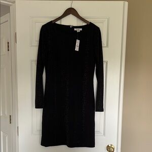 White House Black Market Black Shimmer Long Sleeve Dress